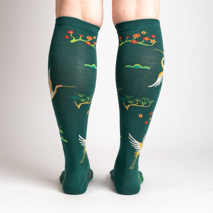 Flying Cranes Knee High Socks | Women&