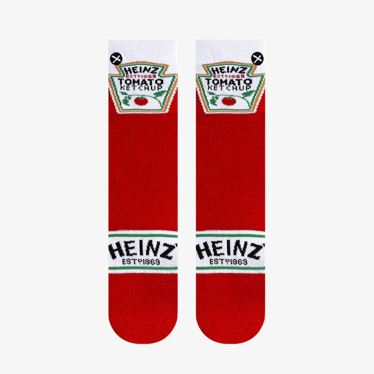 Kids' Heinz ketchup crew socks, flat lay front view