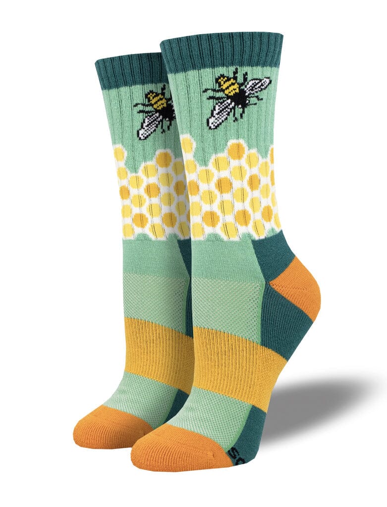 Home Sweet Honeycomb Merino Wool Crew Socks | Women's - Knock Your Socks Off