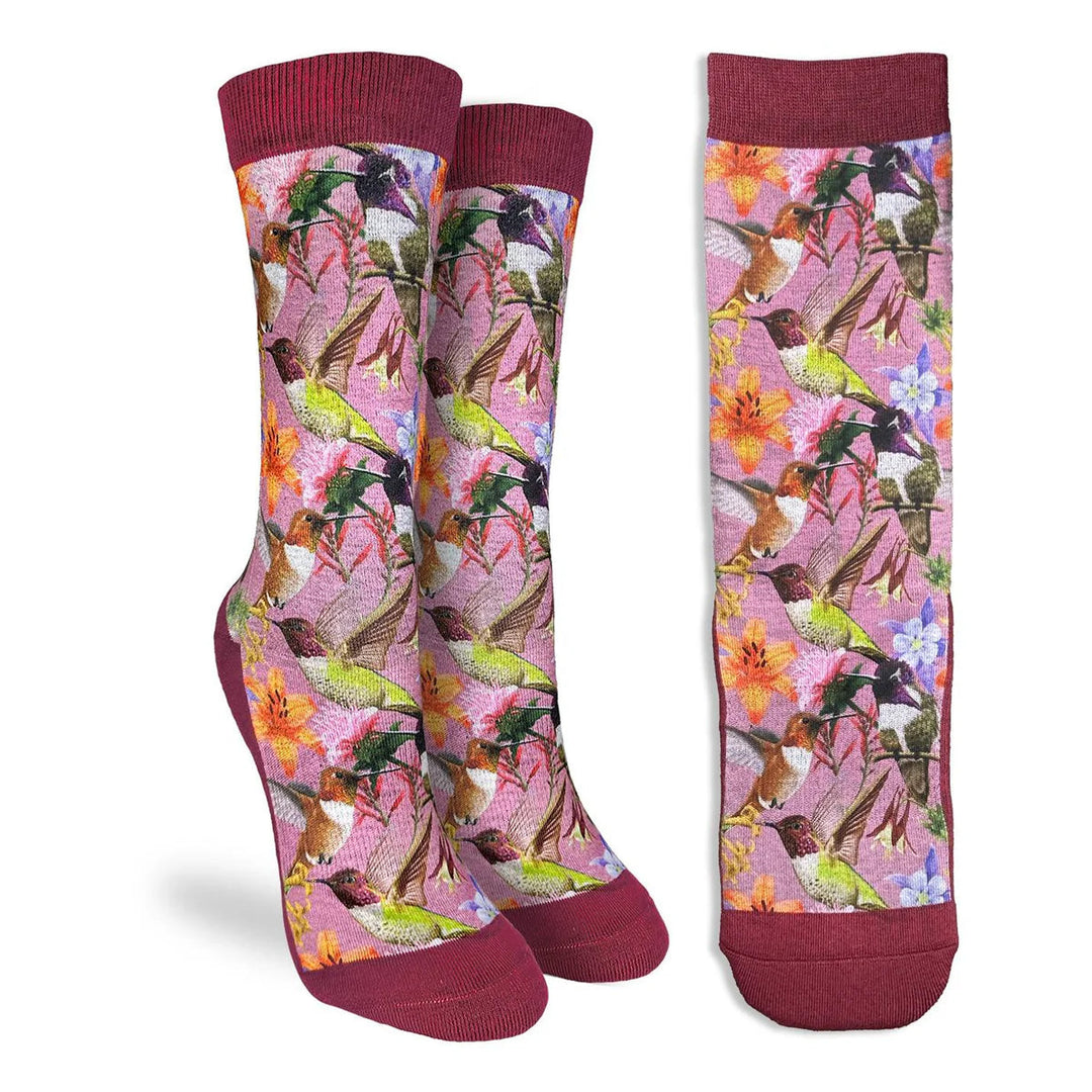 Hummingbirds and Flowers Crew Socks | Women&