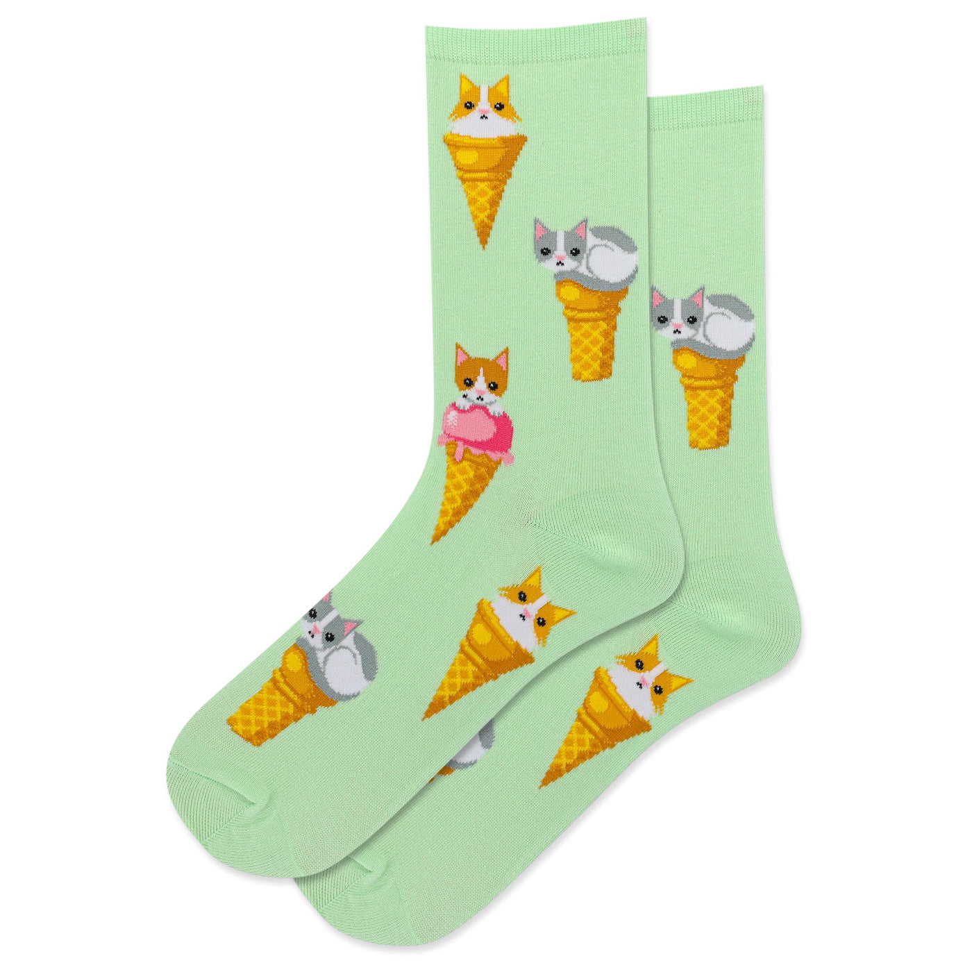 Ice Cream Cat Mint Crew Socks | Women's - Knock Your Socks Off