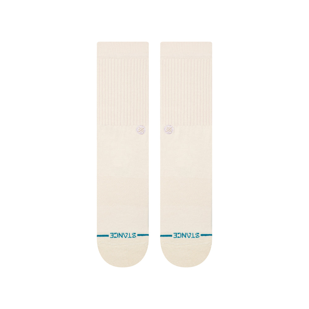 Women's cream crew socks front view in solid natural off-white
