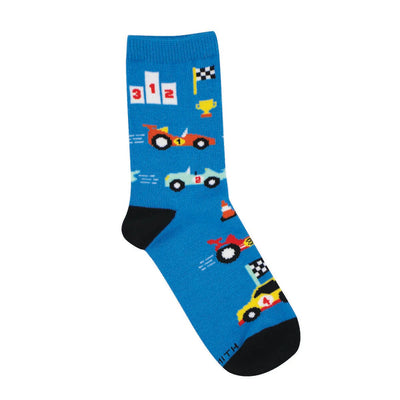 Off To The Races - Blue Kids' Crew Socks