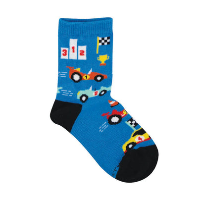 Off To The Races - Blue Kids' Crew Socks