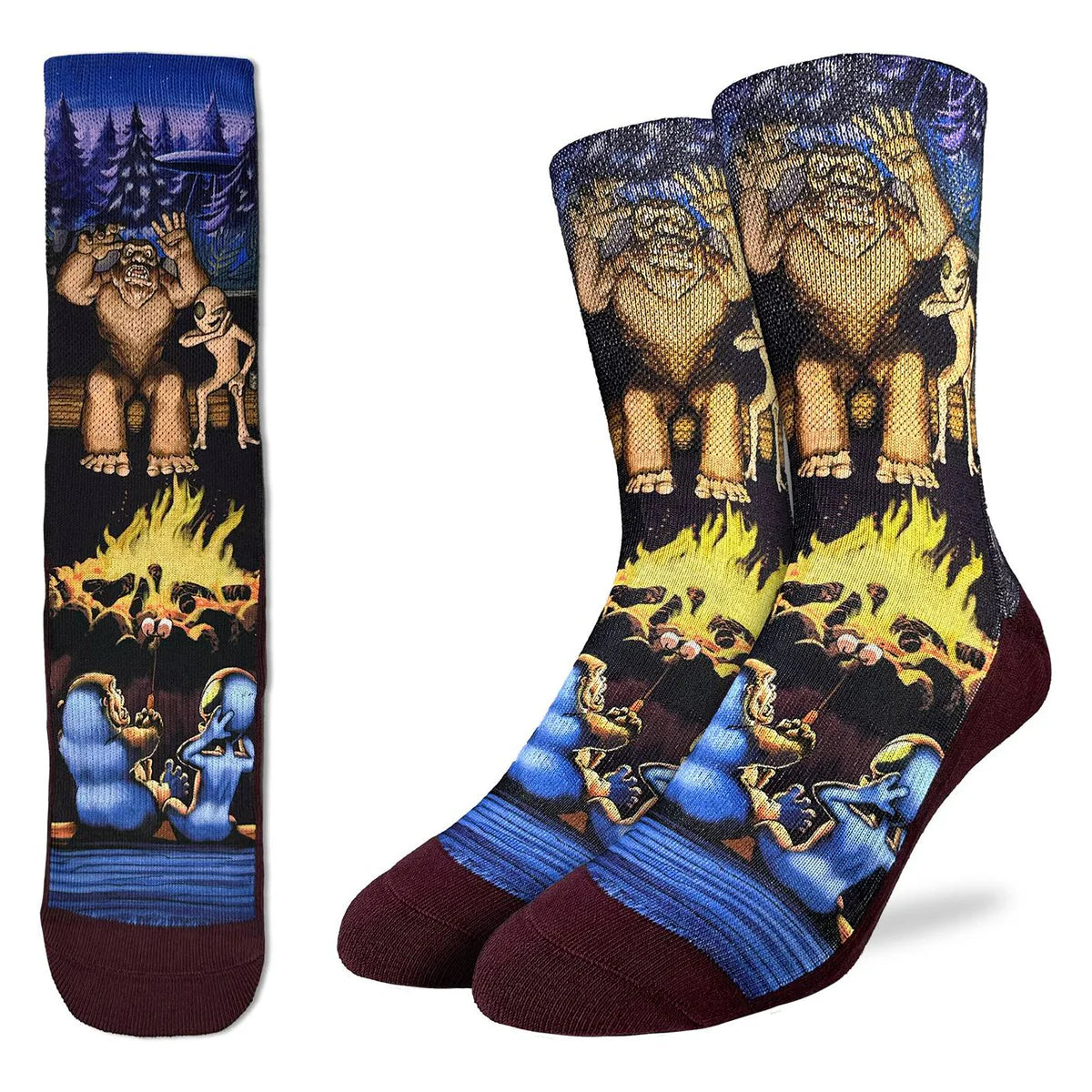 Bigfoot and Alien Camping Crew Socks | Men's