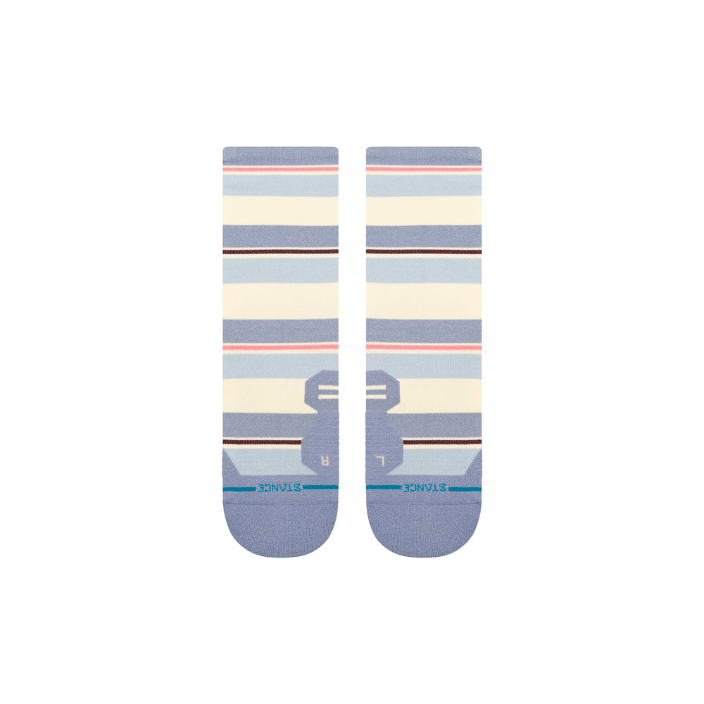 Women's pastel performance crew socks, flat top-down view