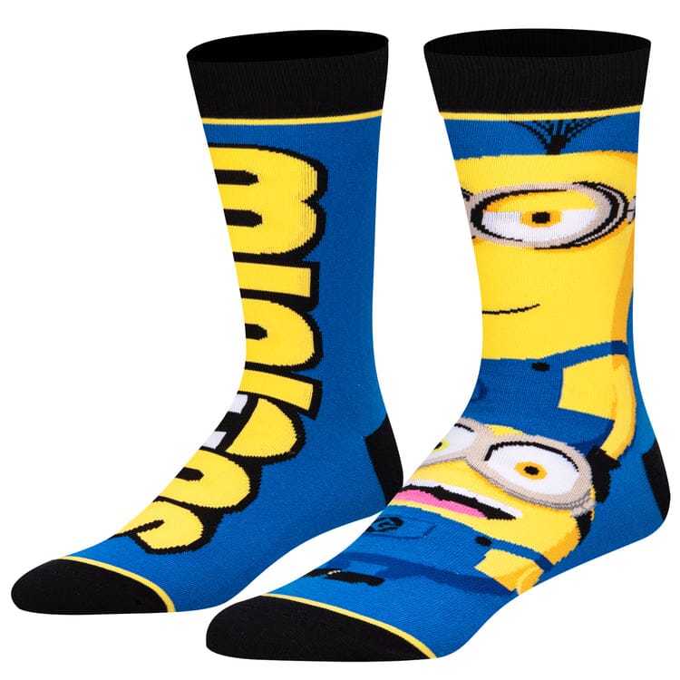 Minions Split Crew Socks | Men's - Knock Your Socks Off