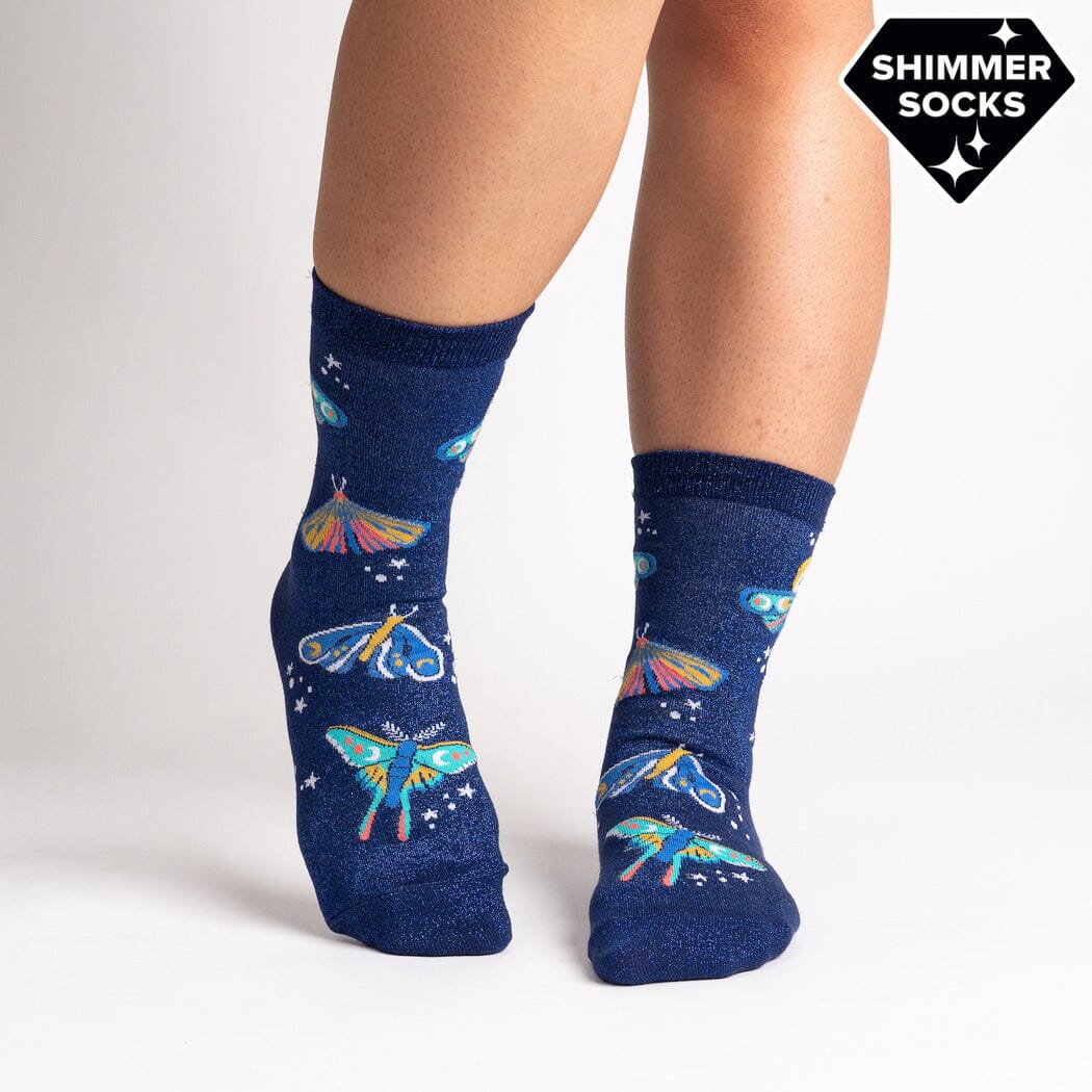 Moonlit Moth Crew Socks | Women's - Knock Your Socks Off