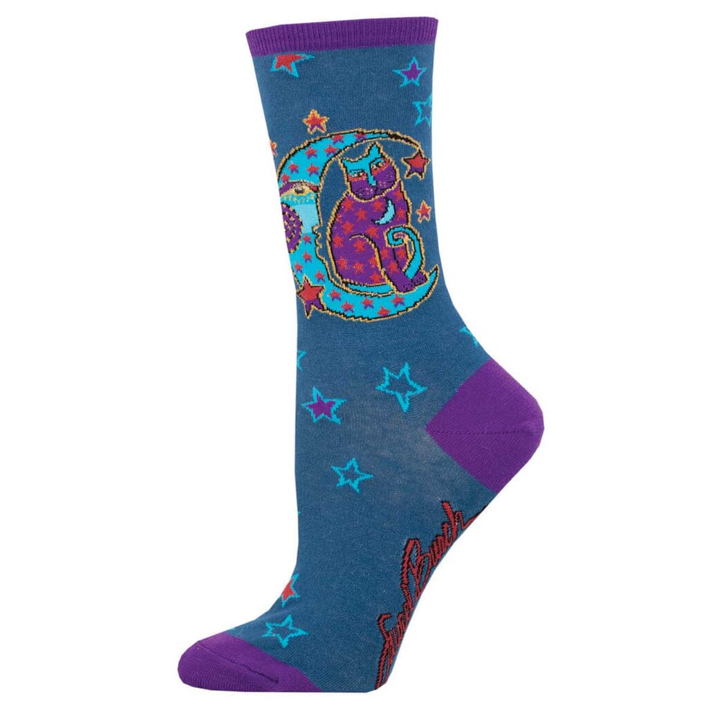 Moonside Cat Crew Socks | Women's - Knock Your Socks Off