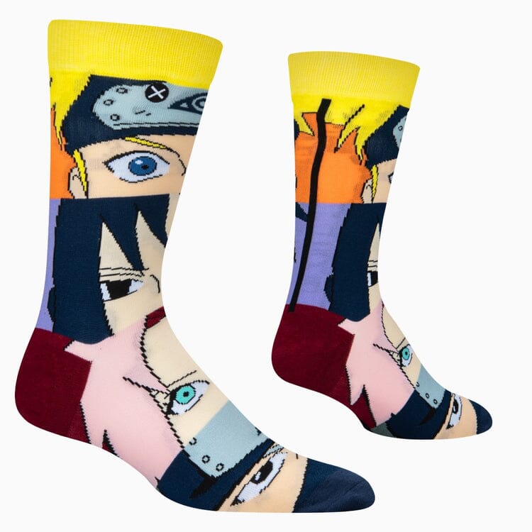 Naruto Faces Mash Up Crew Socks | Men's - Knock Your Socks Off