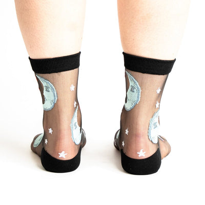 Once In A Blue Moon Sheer Crew Socks | Women's - Knock Your Socks Off