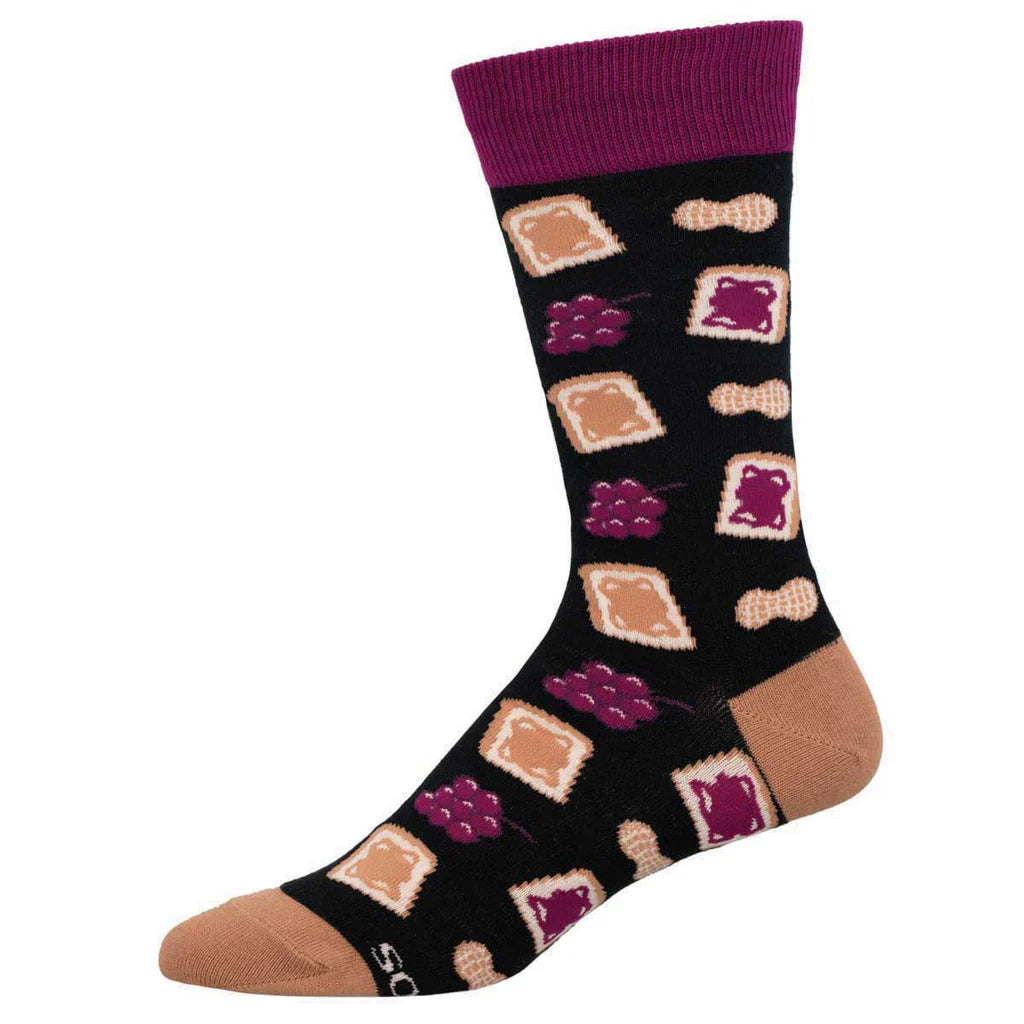 Peanut Butter Jelly Time Crew Socks | Men's - Knock Your Socks Off