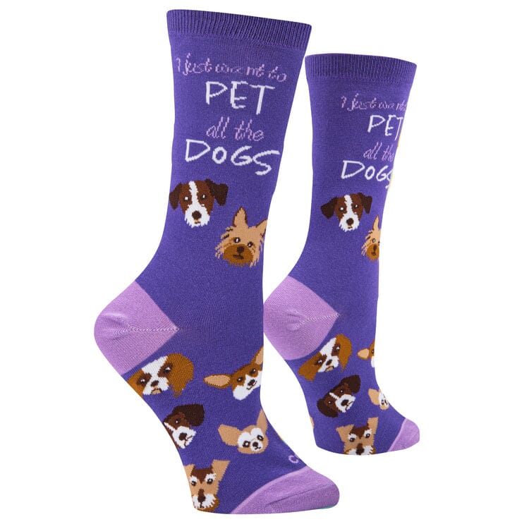 Pet All The Dogs Crew Socks | Women's - Knock Your Socks Off