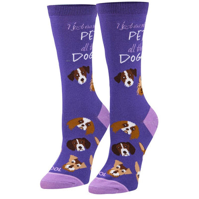 Pet All The Dogs Crew Socks | Women's - Knock Your Socks Off