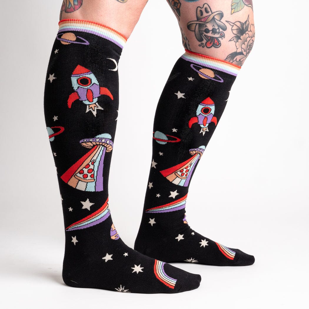 Pizza in Space! Knee High Socks | Women's - Knock Your Socks Off