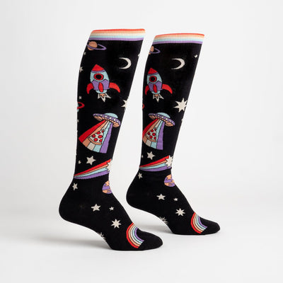 Pizza in Space! Knee High Socks | Women's - Knock Your Socks Off