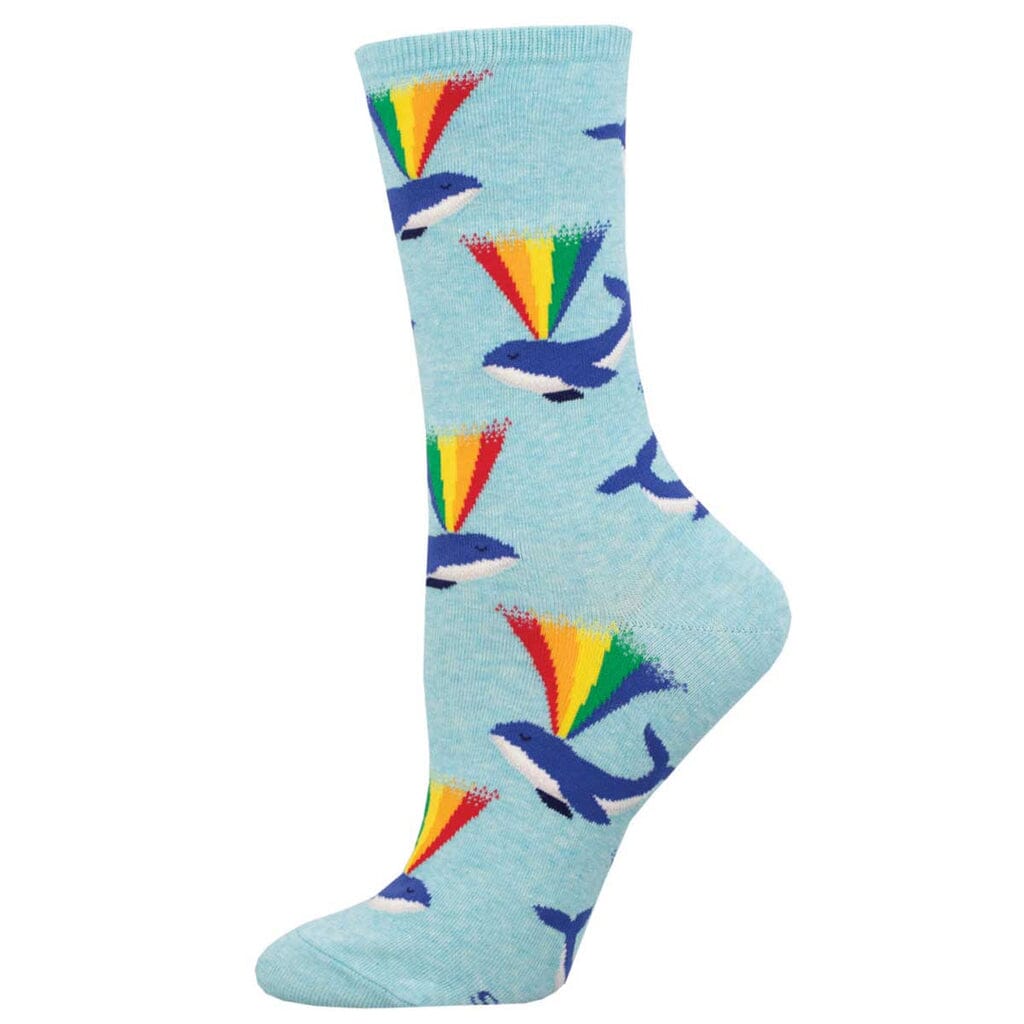 Rainbow Whale Crew Socks | Women's - Knock Your Socks Off
