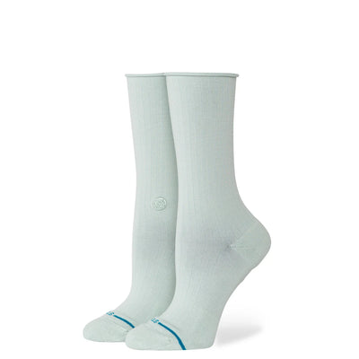 Rolled Solid Pale Blue Crew Socks