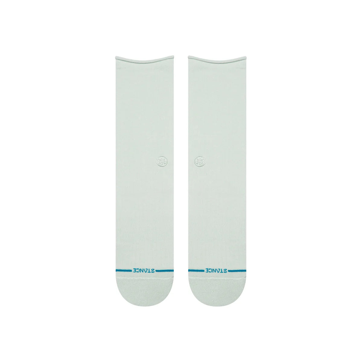 Rolled Solid Pale Blue Crew Socks