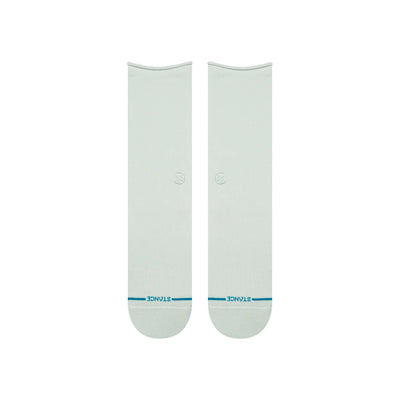 Rolled Solid Pale Blue Crew Socks