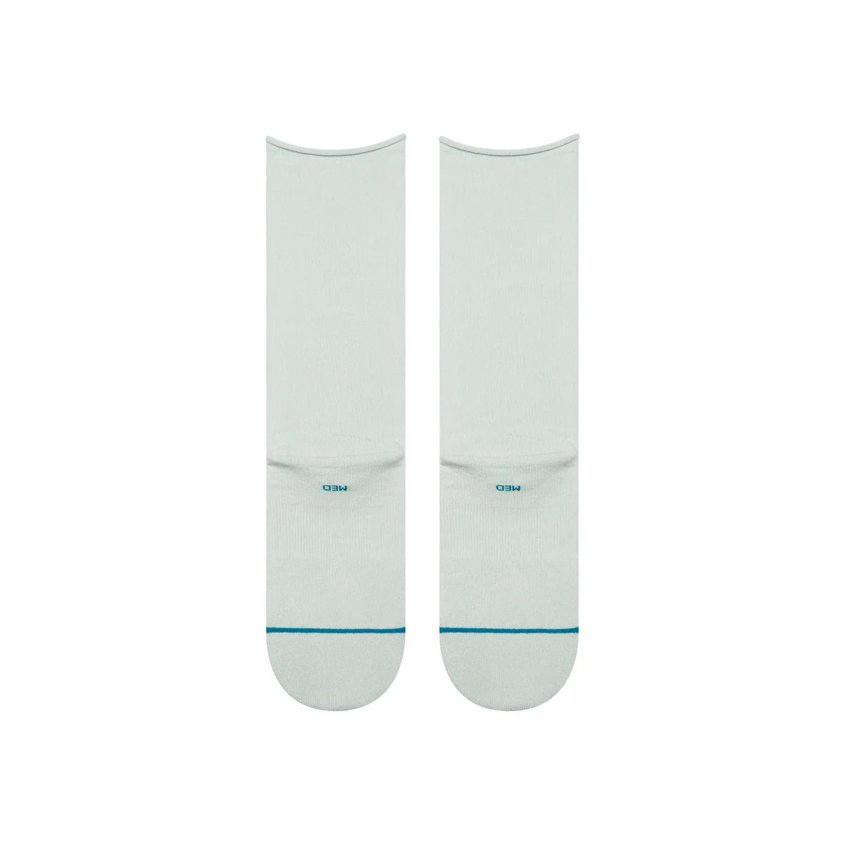 Rolled Solid Pale Blue Crew Socks