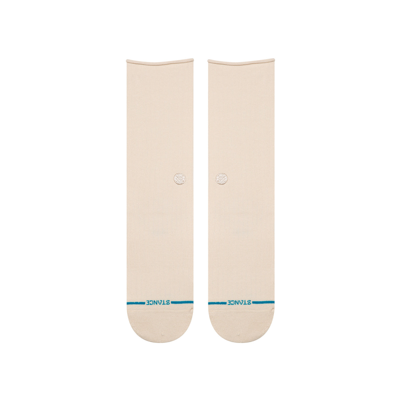 Rolled Solid Oatmeal Crew Socks