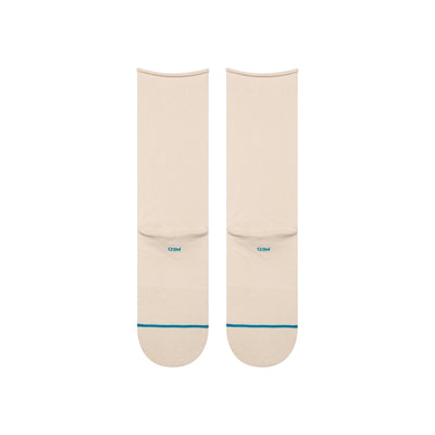 Rolled Solid Oatmeal Crew Socks