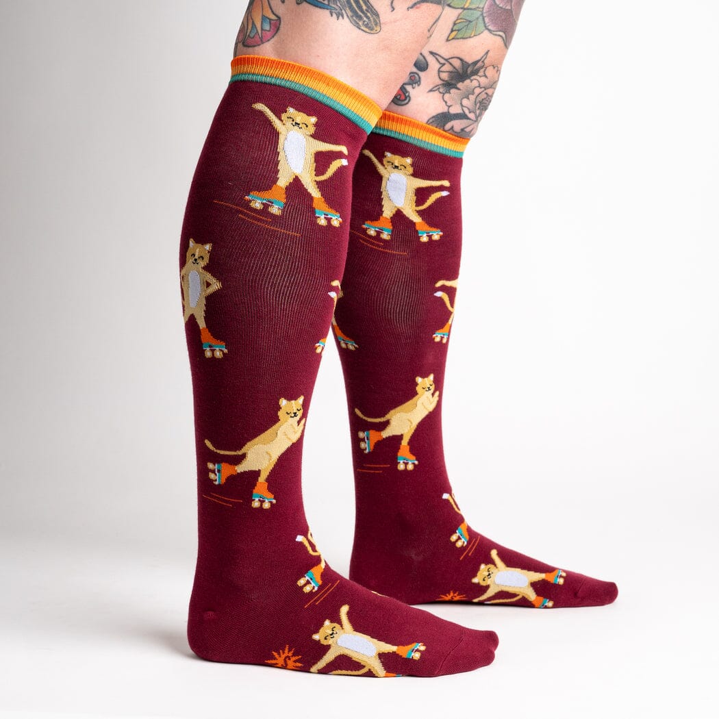 Roller Cats Knee High Socks | Women's - Knock Your Socks Off