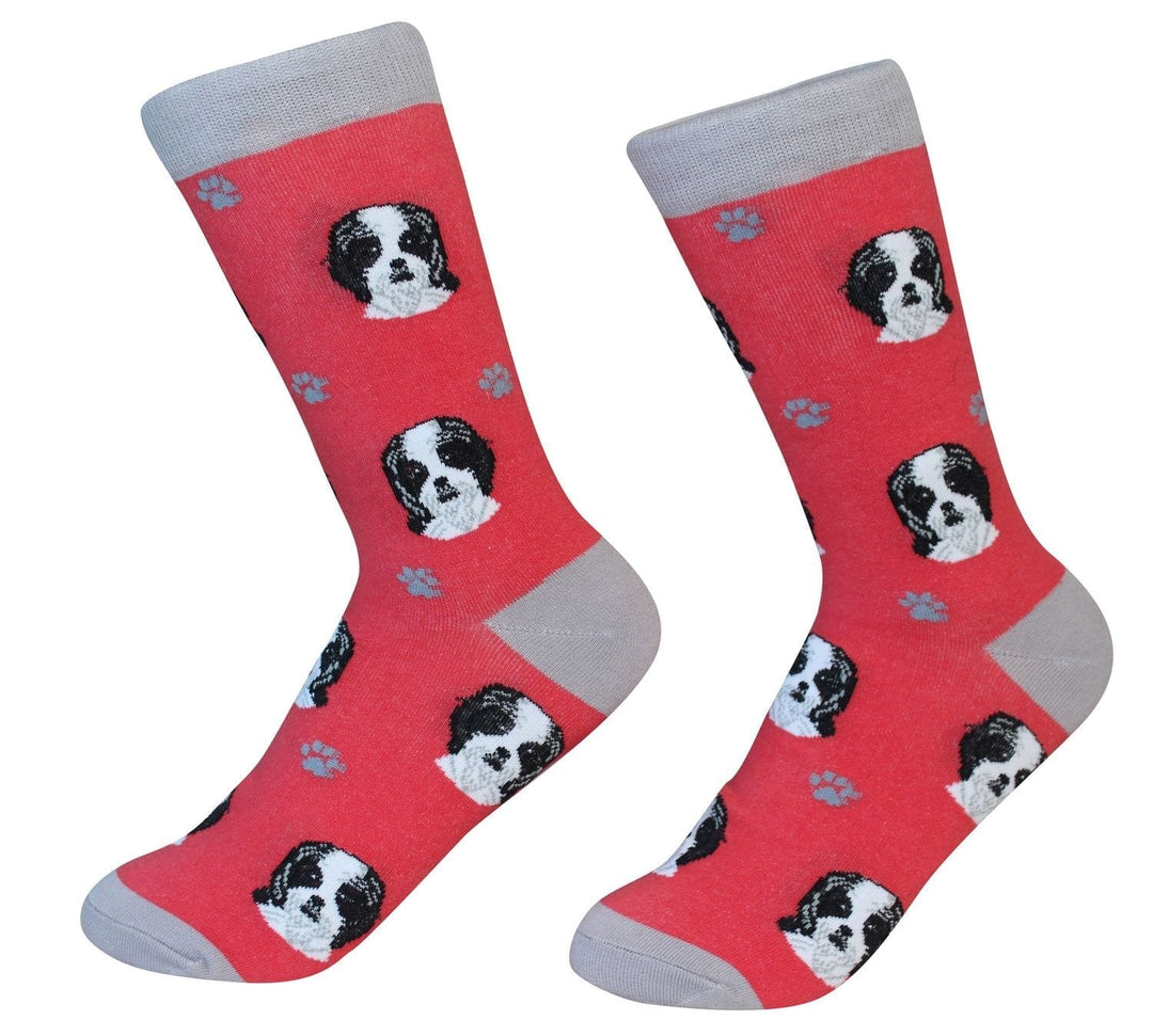 Shih Tzu Black &amp; White Crew Socks | Unisex - Knock Your Socks Off