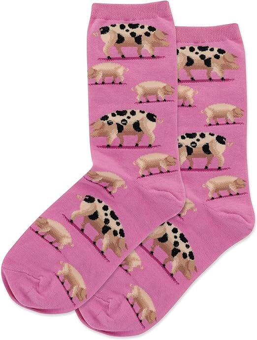 Spotted Pig Pink Crew Socks | Women's - Knock Your Socks Off