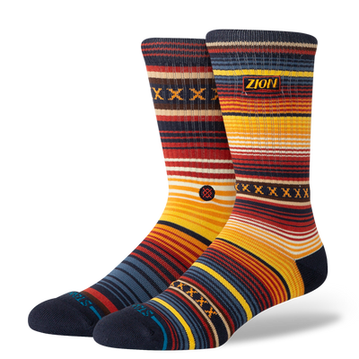 Curren Zion National Parks Navy Crew Socks - Men's