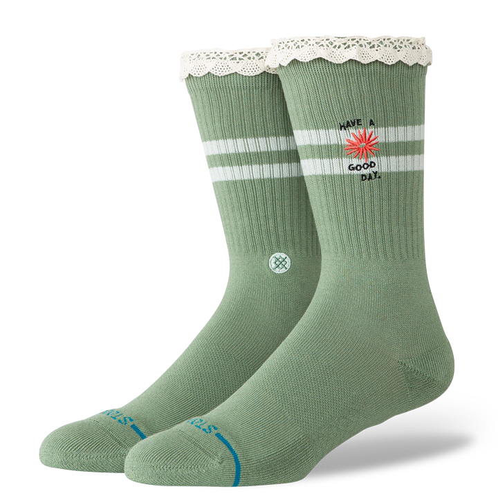 Have a Good Day Green Crew Socks - Women's 