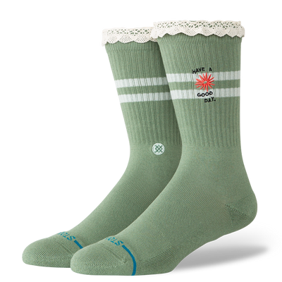 Have a Good Day Green Crew Socks - Women's 
