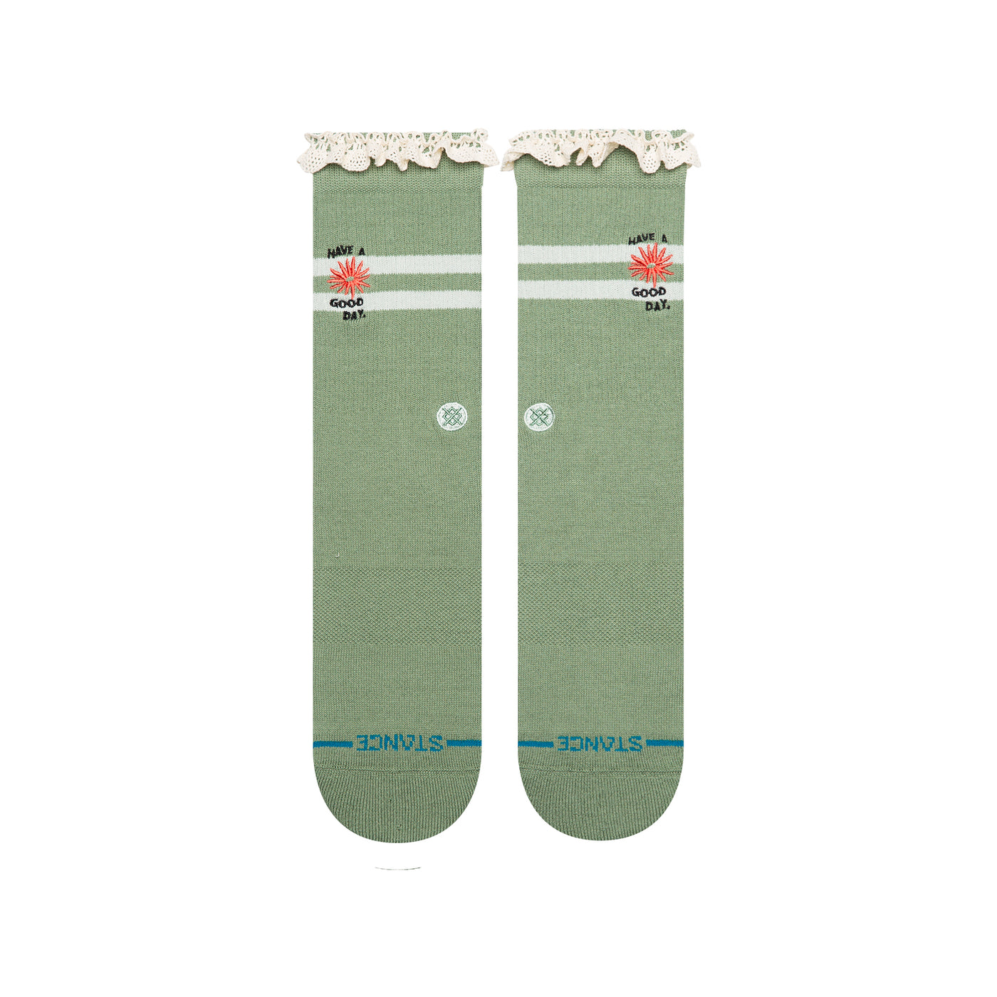Have a Good Day Green Crew Socks - Women's