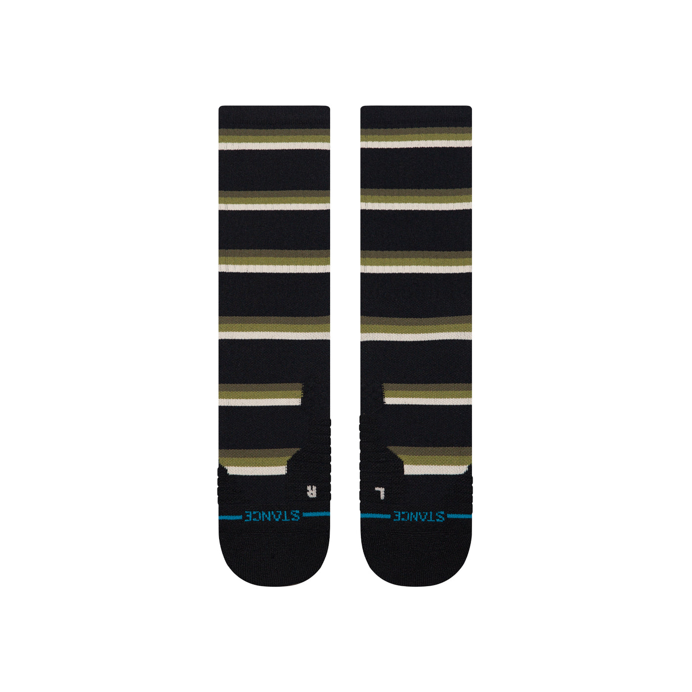Multistripe Mid Ribbed Black Crew Socks -Men's