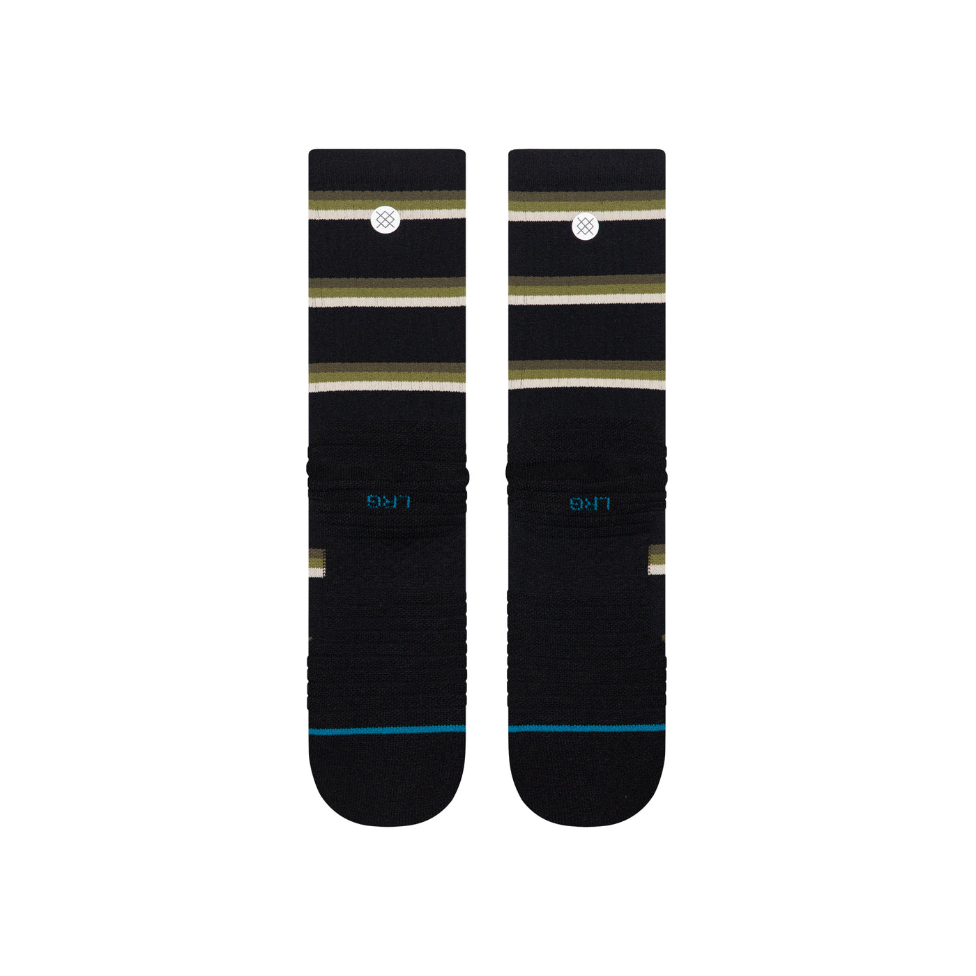 Multistripe Mid Ribbed Black Crew Socks -Men's