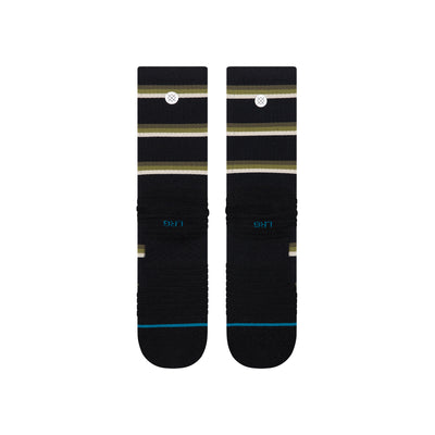 Multistripe Mid Ribbed Black Crew Socks -Men's