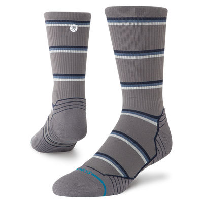 Multistripe Run Ribbed Darkgrey Light Crew Socks - Men's