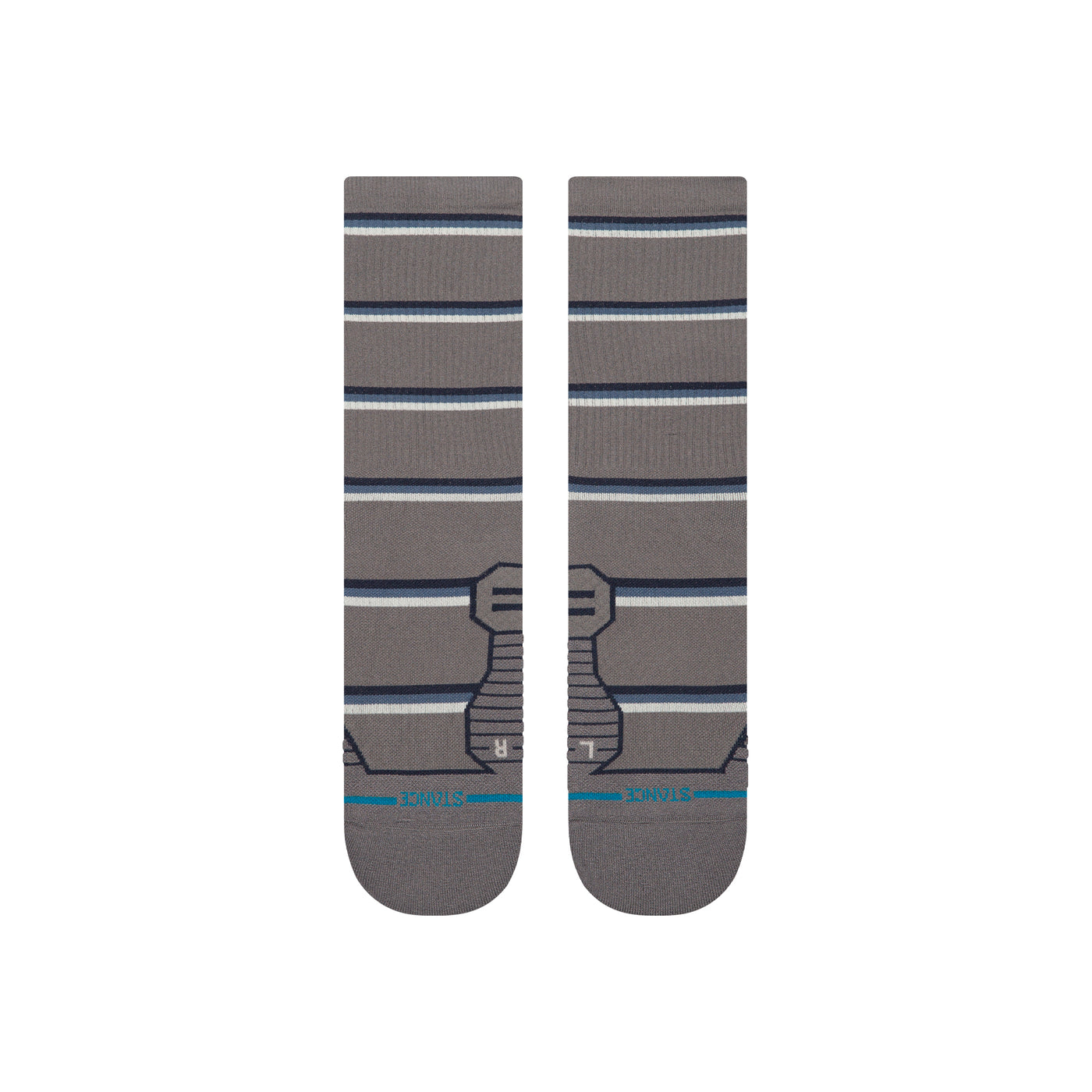Multistripe Run Ribbed Darkgrey Light Crew Socks - Men's