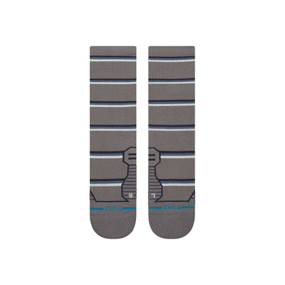 Multistripe Run Ribbed Darkgrey Light Crew Socks - Men's