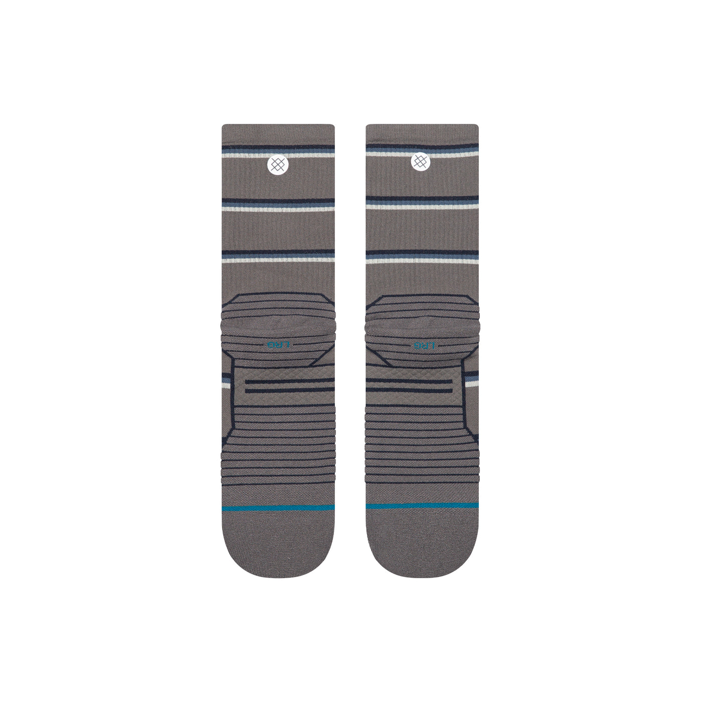 Multistripe Run Ribbed Darkgrey Light Crew Socks - Men's