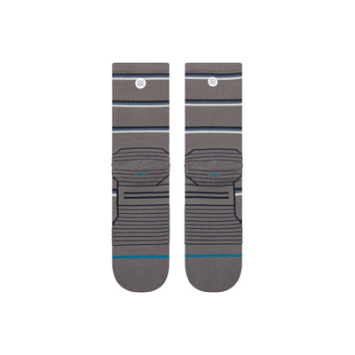 Multistripe Run Ribbed Darkgrey Light Crew Socks - Men's