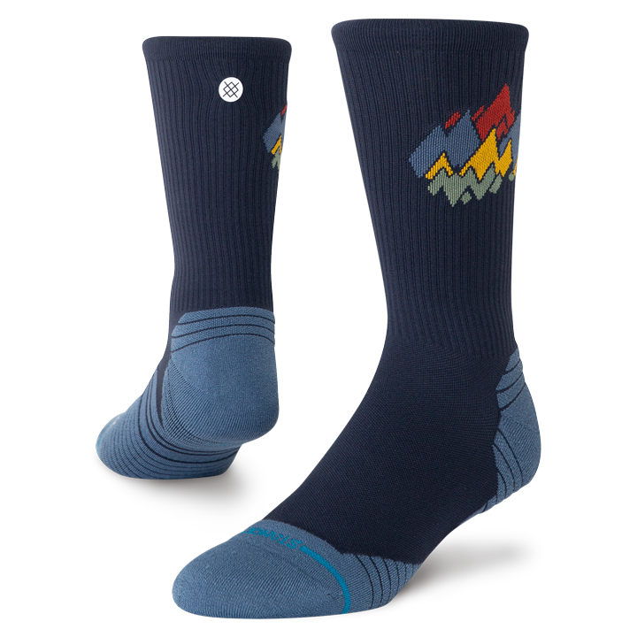 Peaks Ribbed Navy Light Crew Socks -Men's