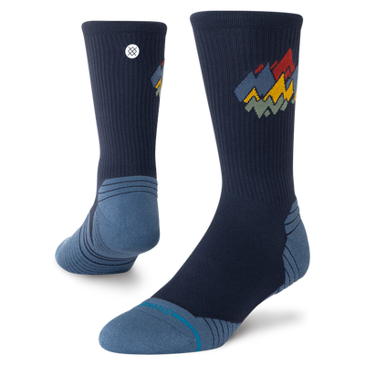 Peaks Ribbed Navy Light Crew Socks -Men's