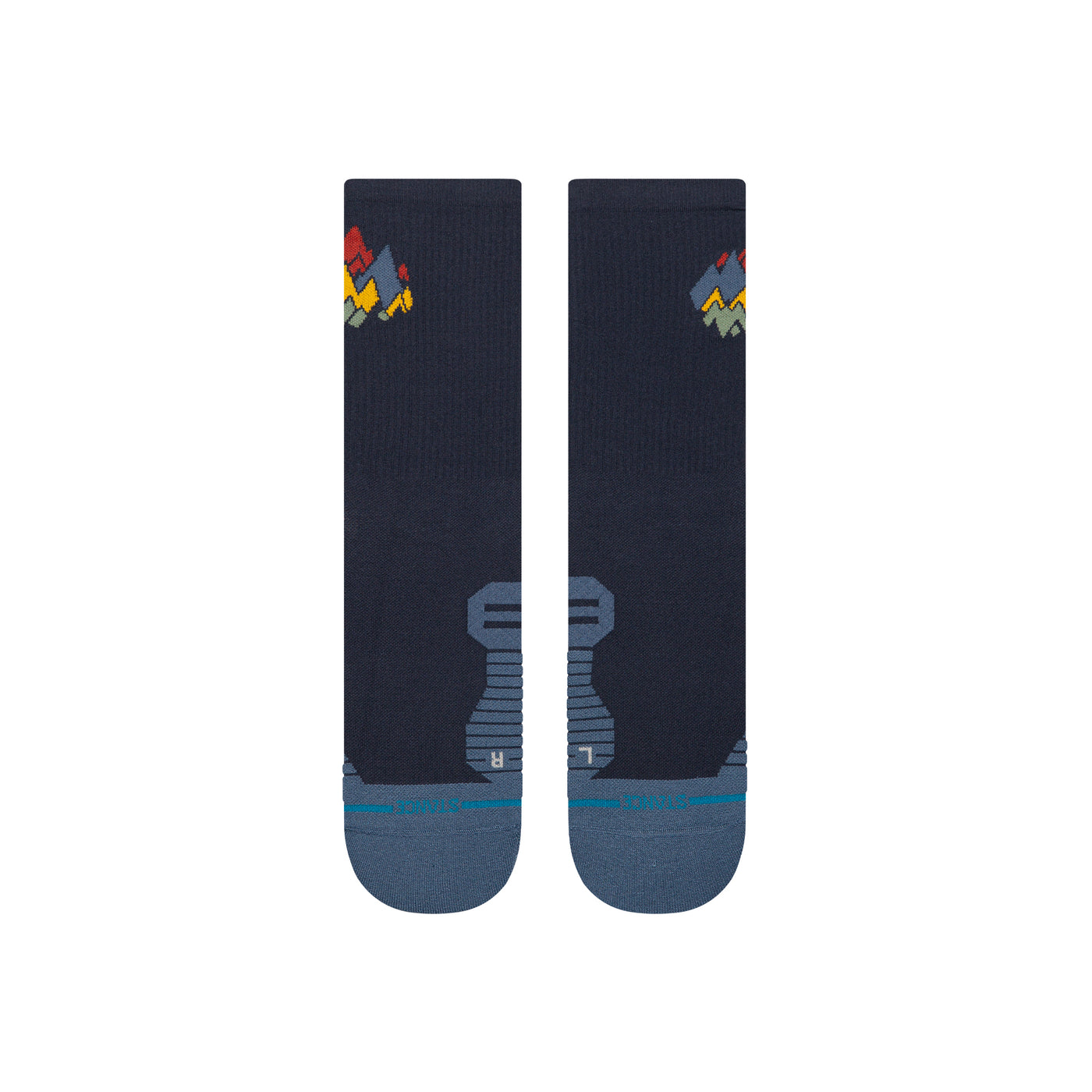 Peaks Ribbed Navy Light Crew Socks -Men's