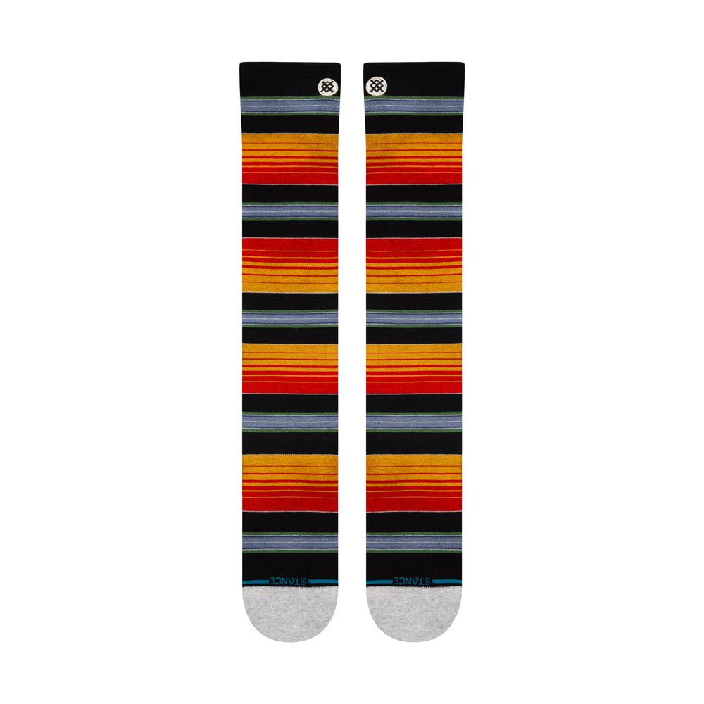 Women's striped compression OTC socks, flat front view
