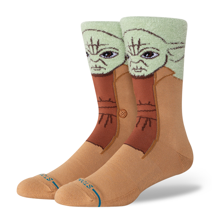 Star Wars Mstr Yoda Green Fuzzy Crew Socks - Men's