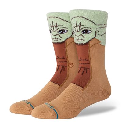 Star Wars Mstr Yoda Green Fuzzy Crew Socks - Men's