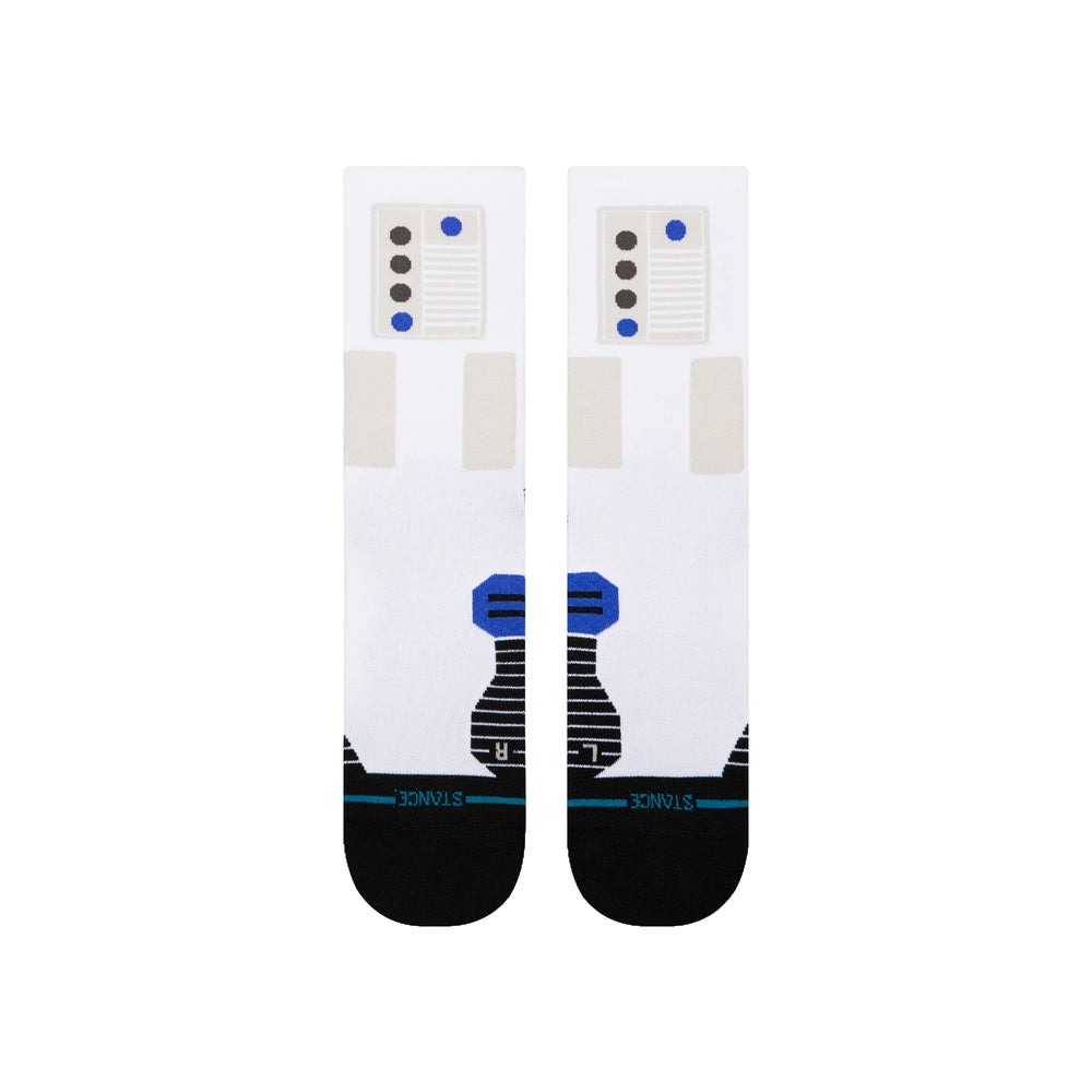 Men's Storm white light crew socks, flat lay front view of pair