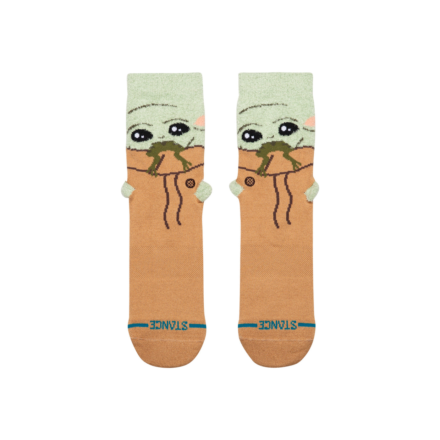 Star Wars Grogu Hungry Green Poly Fuzzy Crew Socks